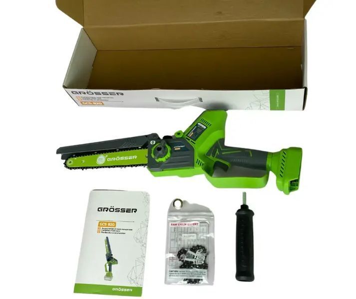 Аккумуляторная цепная пила GR&Ouml;SSER GCS 820 20 В, 8&Prime; (200 мм), цепь RS 1/4&Prime;, 47 звеньев 0123 фото