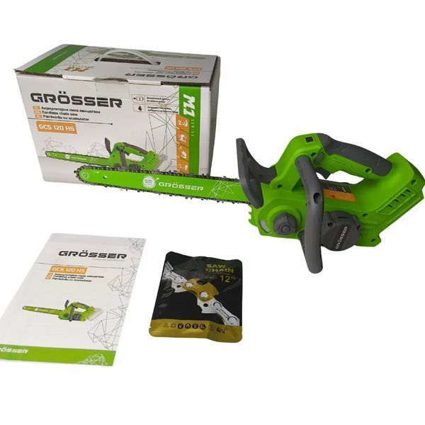 Акумуляторна ланцюгова пила Grosser GCS 120HS 20 В, шина 12" (305 мм), каркас 0219 фото